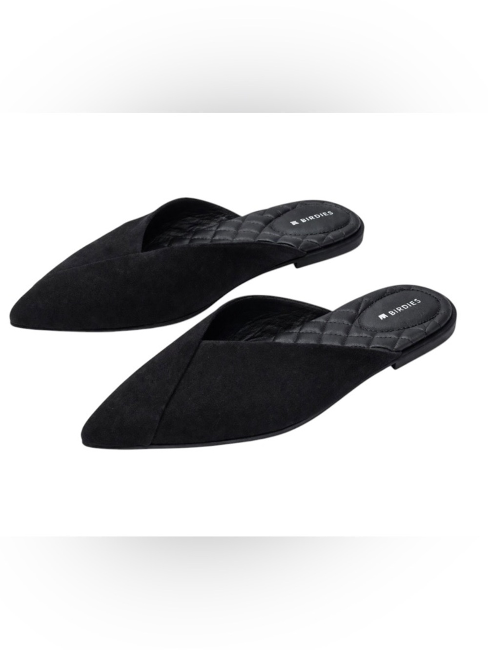 ••REPOSH•• BIRDIES Black Pointed Crossover Slip-On Mules